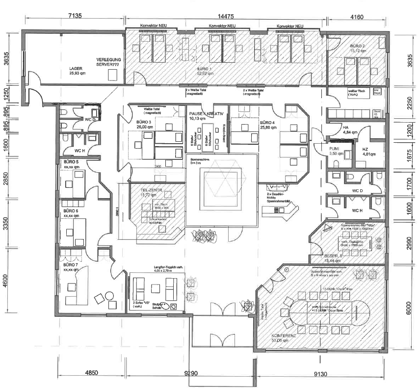 Grundriss B�ro / Praxis Paderborn
